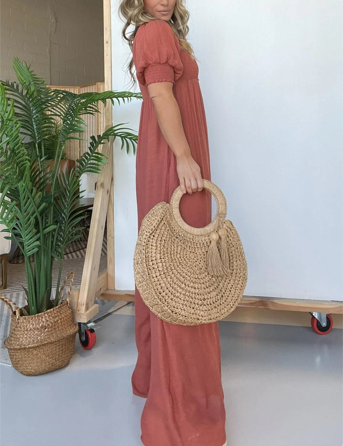 Wyn™ | Feminine Flair Smocked Jumpsuit Jumpsuit