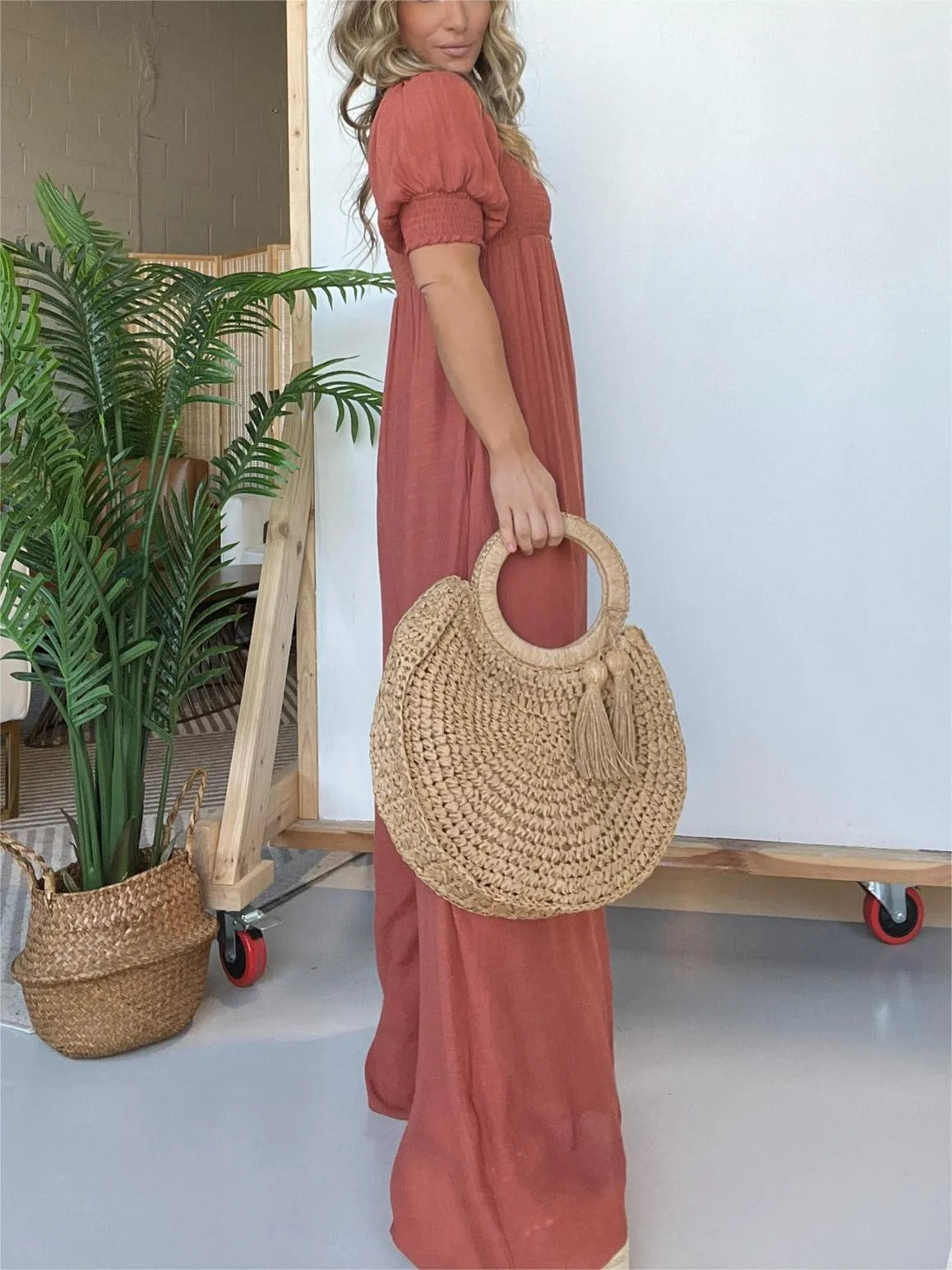 Wyn™ | Feminine Flair Smocked Jumpsuit Jumpsuit