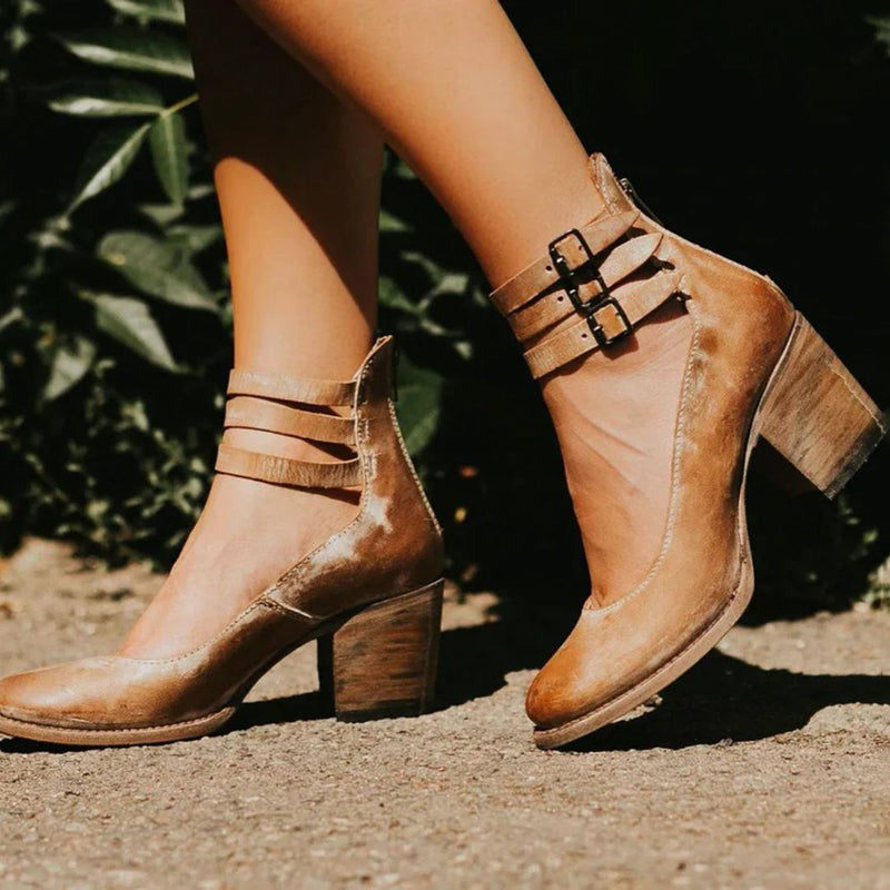 Elegant Belt Buckle Strap Mary Jane Shoes Brown Shoes