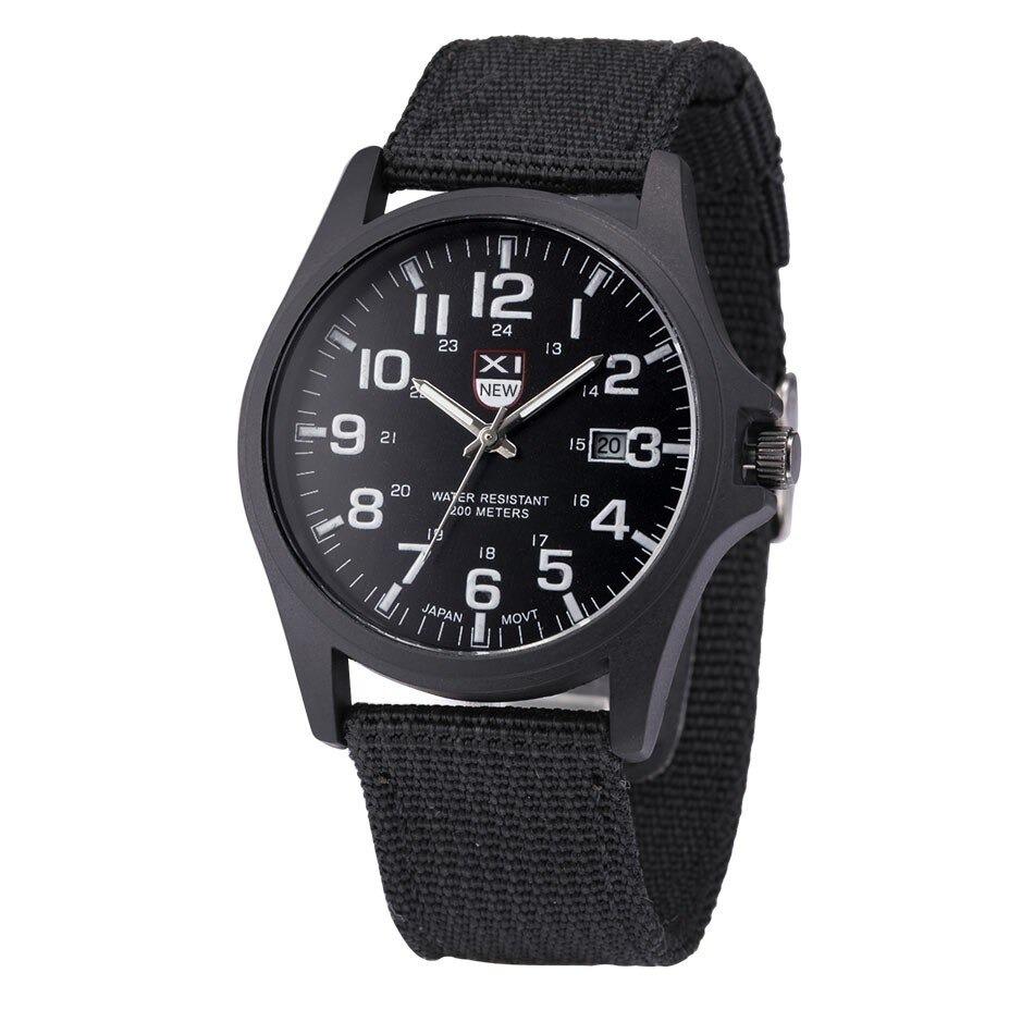 Men's Military-Style Rugged Watch with Illuminated Dial Black Men Fashion