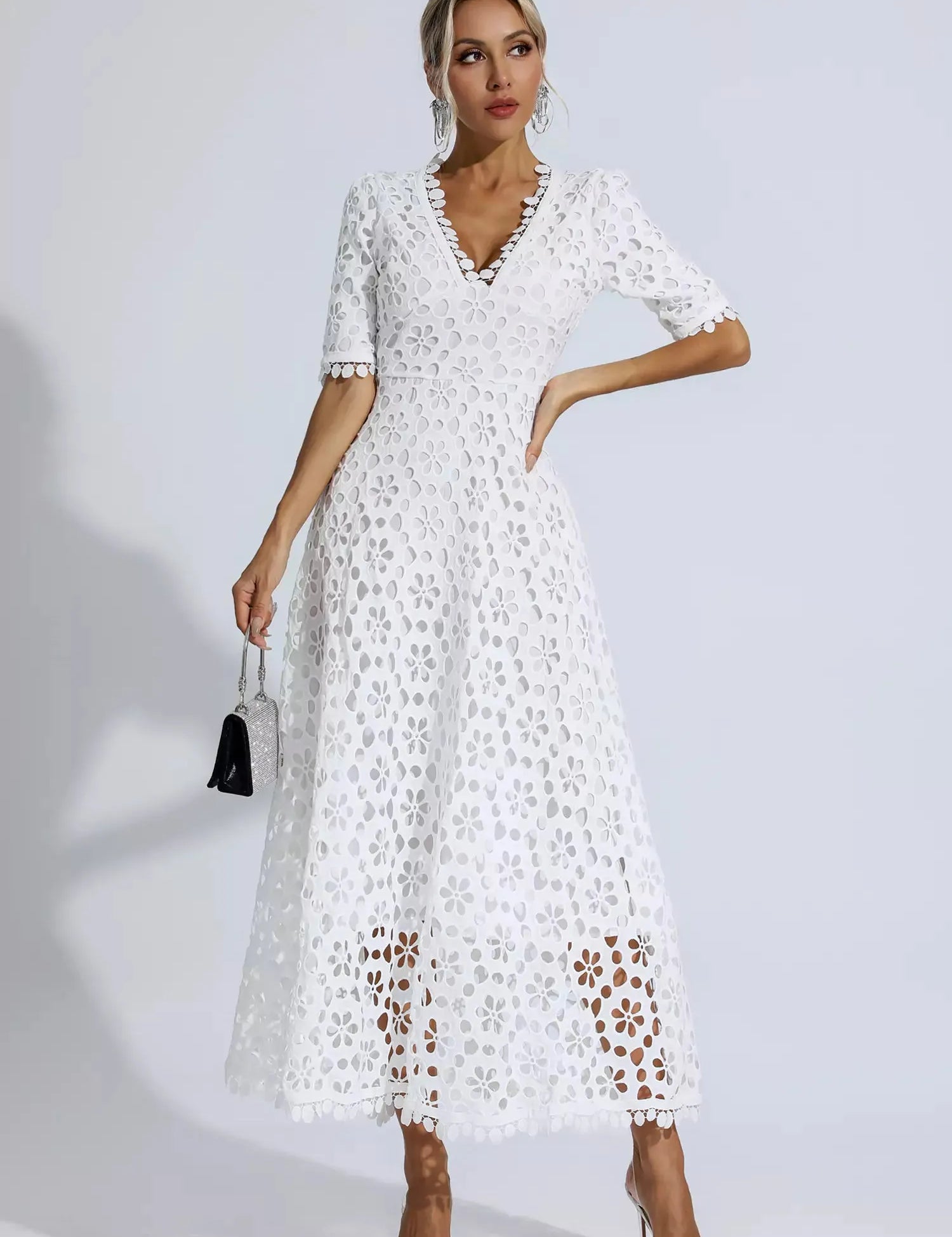 Savannah™ | White Cutout Maxi Dress L Dresses