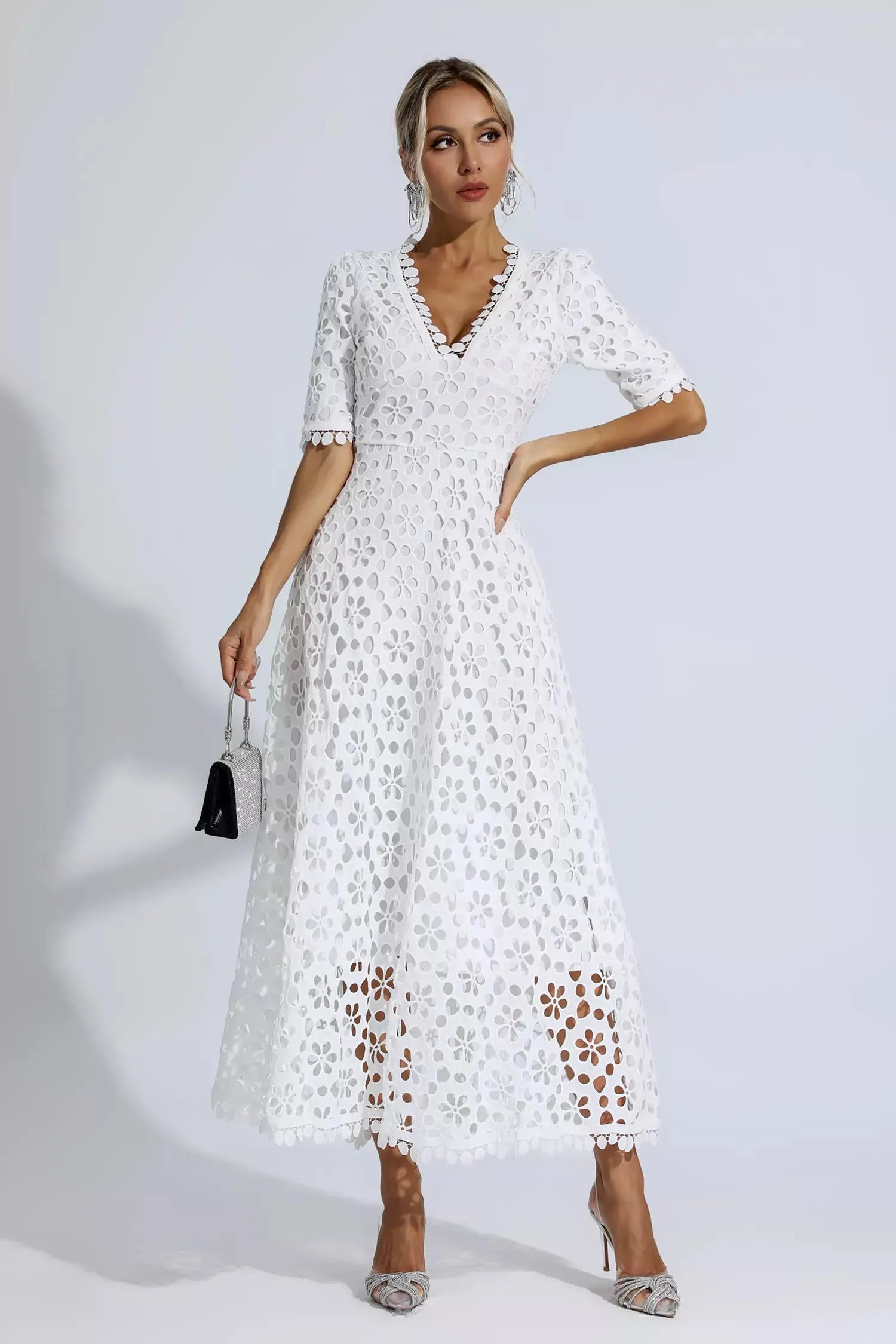 Savannah™ | White Cutout Maxi Dress L Dresses