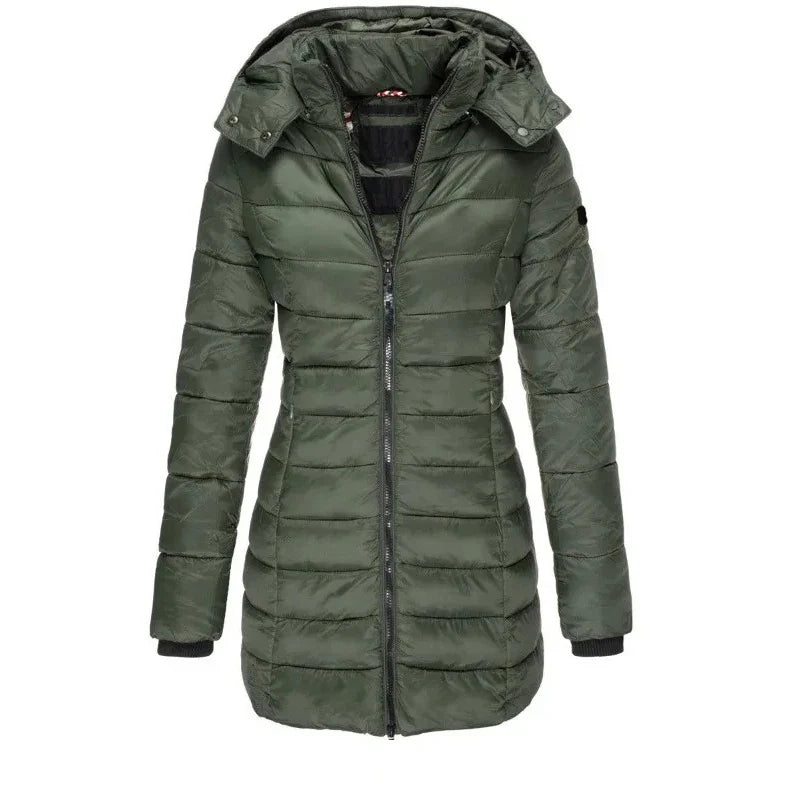 Arella™ | Long Padded Puff Jacket Army green Jackets