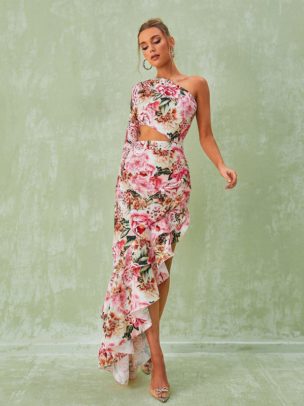 One‑Shoulder Floral Maxi Dress – Romantic Summer S Dress