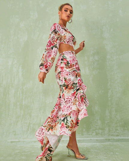 Leah™ | One Shoulder Floral Maxi Dress M Dress