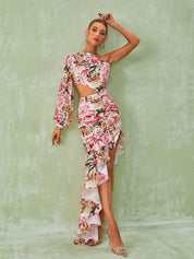 One‑Shoulder Floral Maxi Dress – Romantic Summer L Dress