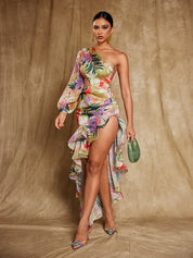 One Shoulder Floral Maxi Dress (Copy) S Dresses