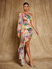 One Shoulder Floral Maxi Dress (Copy) M Dresses