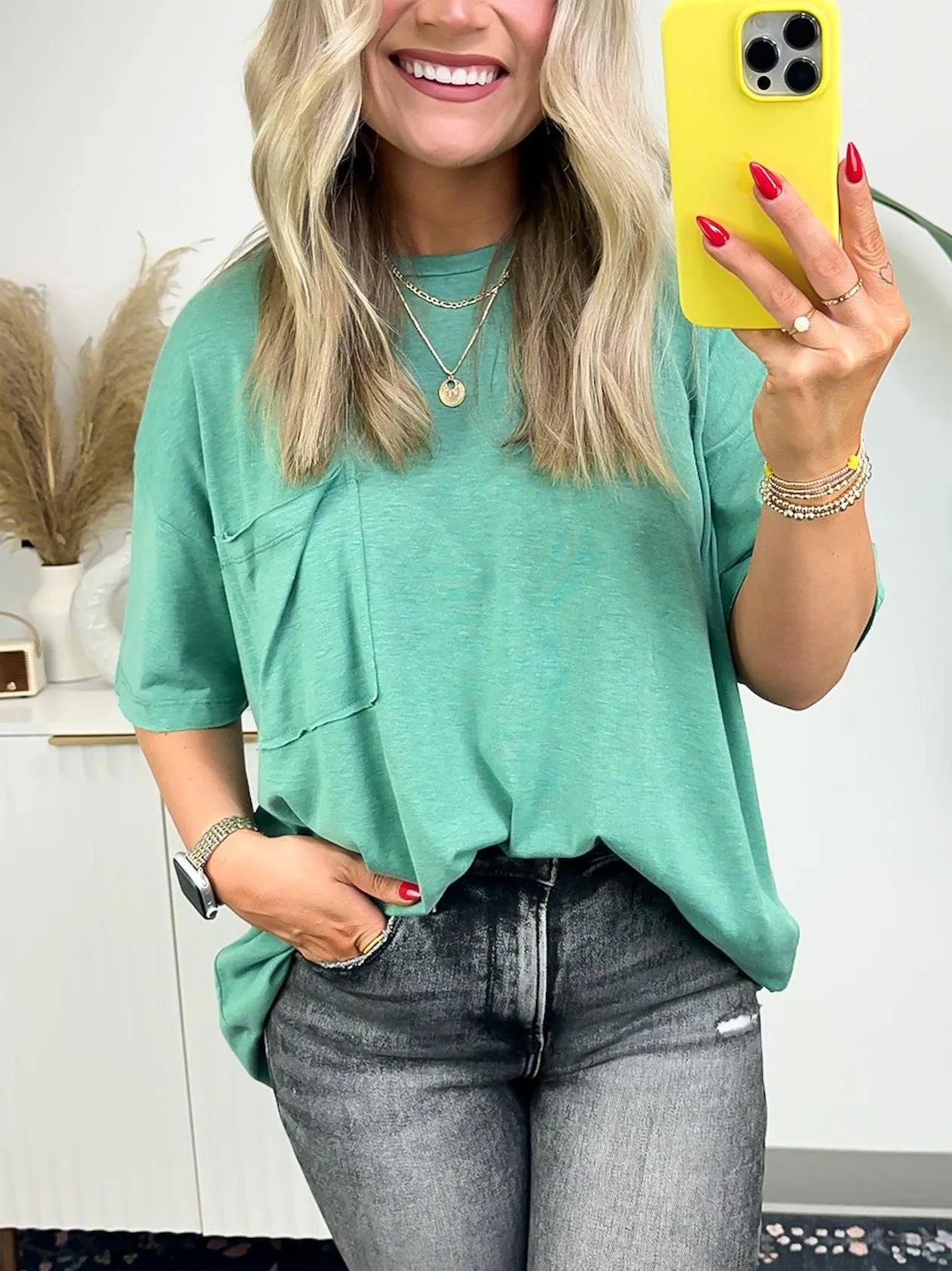 Janessa Boxy Raw Edge Tee – Oversized Top Top