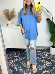 Janessa Boxy Raw Edge Tee – Oversized Top Top