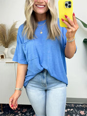 Janessa Boxy Raw Edge Tee – Oversized Top Top