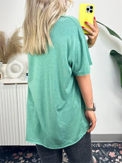 Janessa Boxy Raw Edge Tee – Oversized Top Top