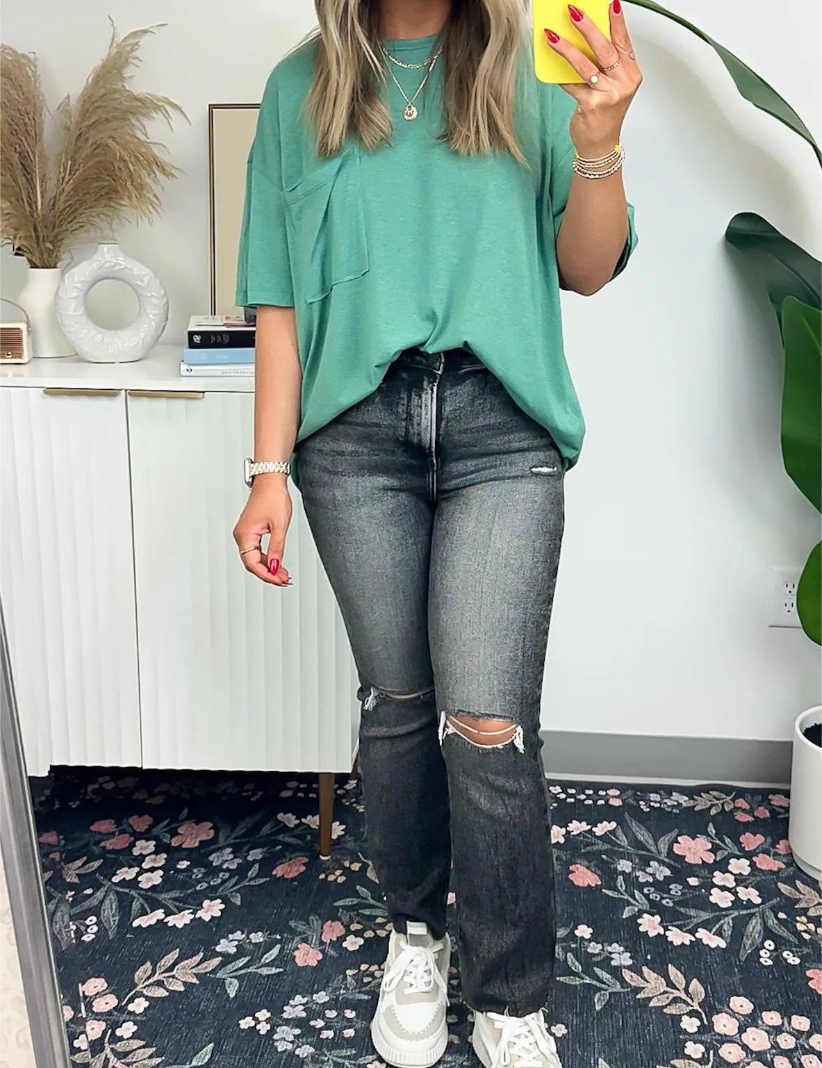 Janessa Boxy Raw Edge Tee – Oversized Top Top