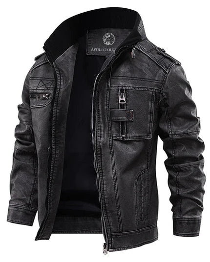 Allan | Classic Black Leather Jacket for Men