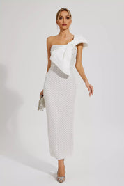 Teagan™ | White Pearl Embellishment Dress L Dresses