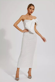 Teagan™ | White Pearl Embellishment Dress M Dresses