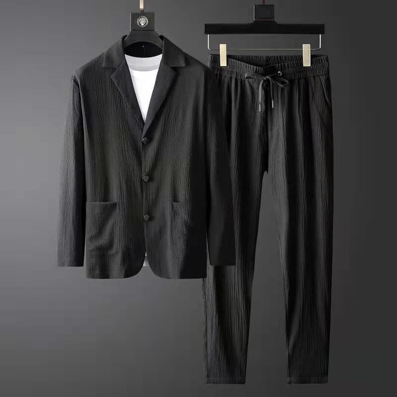 Alvari Linen Blazer Set Black Men Set