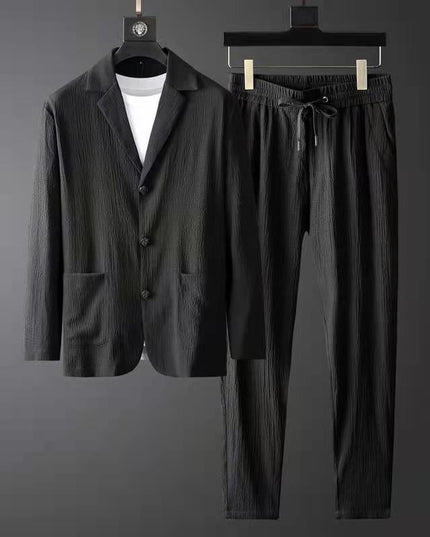 Alvari Linen Blazer Set Black Men Set