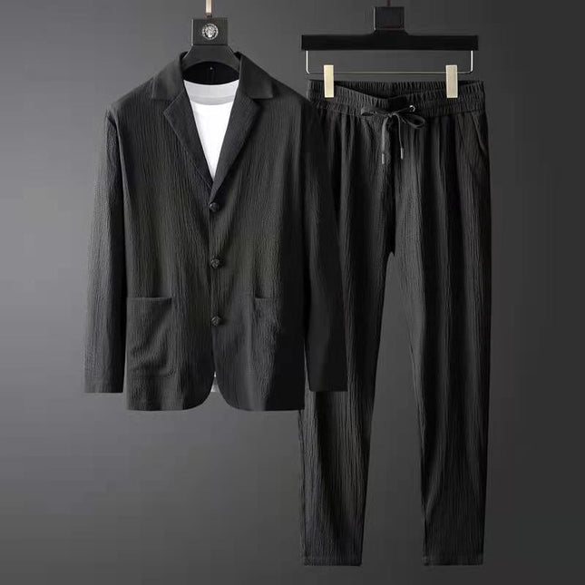 Alvari Linen Blazer Set Black Men Set