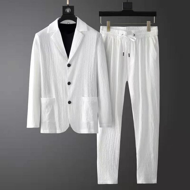Alvari Linen Blazer Set White Men Set