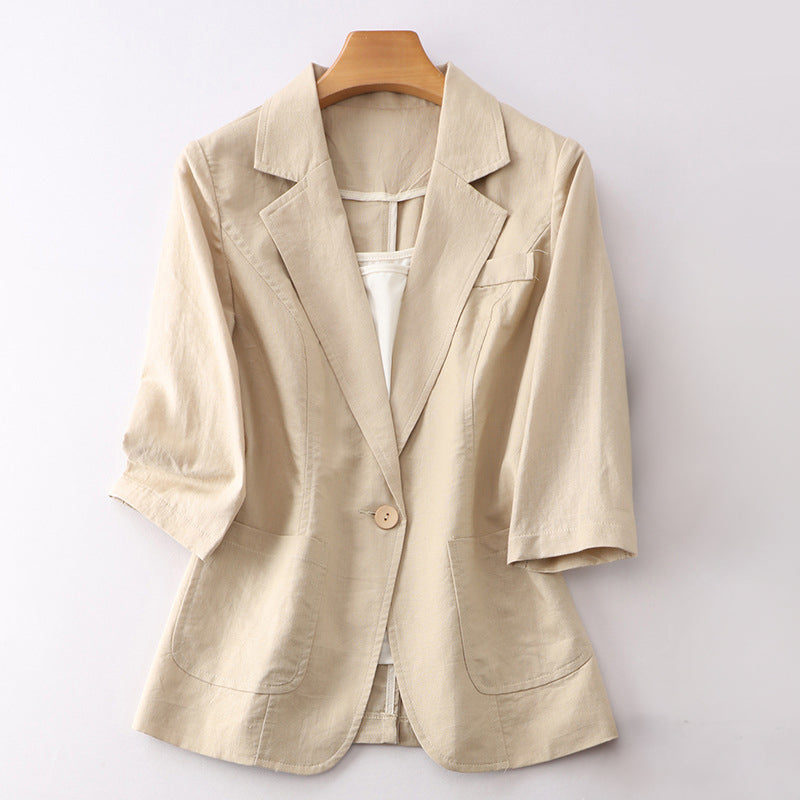 Valentina Linen Blazer Beige Women's Coats & Jackets