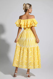 Jasmine™ | Yellow Cutout Ruffle Maxi Dress Dress