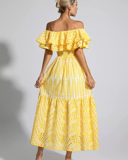 Jasmine™ | Yellow Cutout Ruffle Maxi Dress Dress