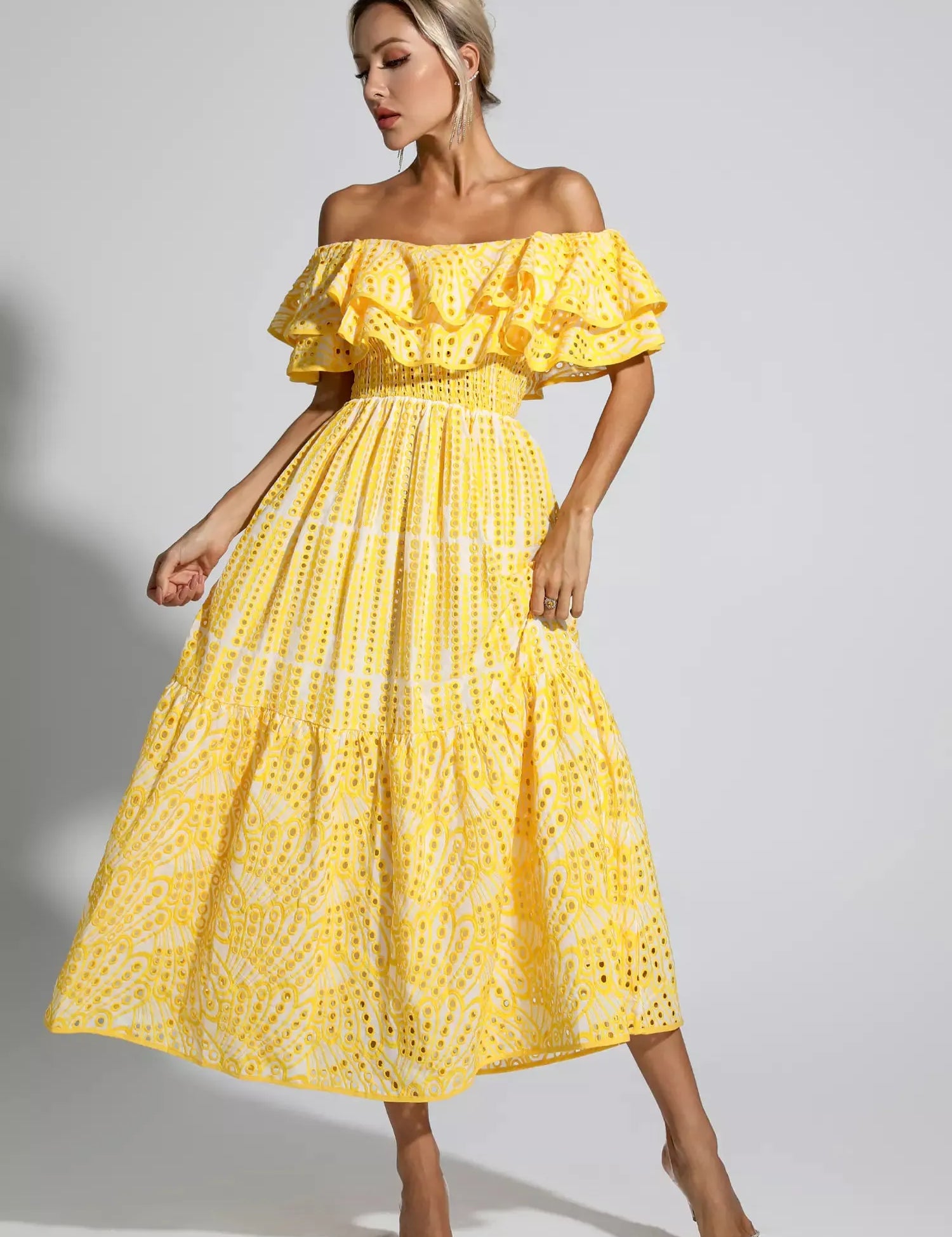 Jasmine™ | Yellow Cutout Ruffle Maxi Dress Dress