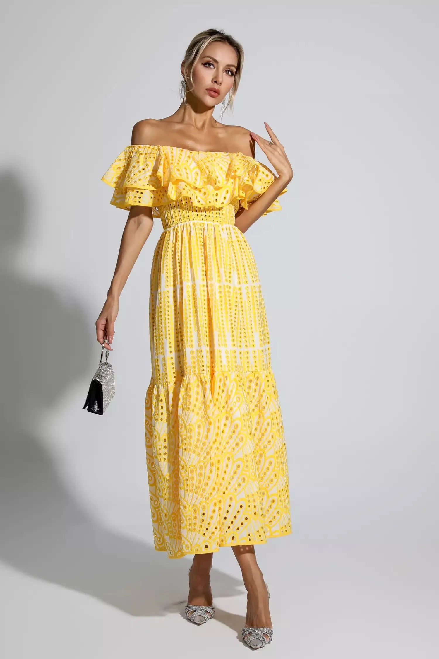 Jasmine™ | Yellow Cutout Ruffle Maxi Dress XL Dress