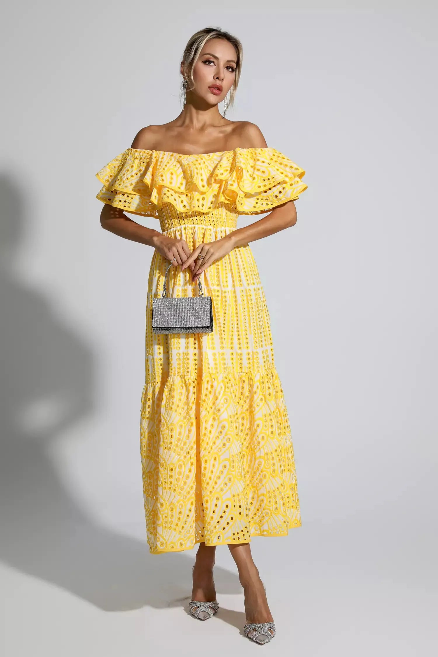 Jasmine™ | Yellow Cutout Ruffle Maxi Dress Dress