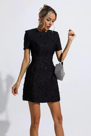 Tia™ | Black Jacquard Floral Mini Dress Dresses