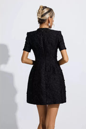 Tia™ | Black Jacquard Floral Mini Dress Dresses