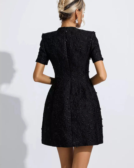 Tia™ | Black Jacquard Floral Mini Dress Dresses