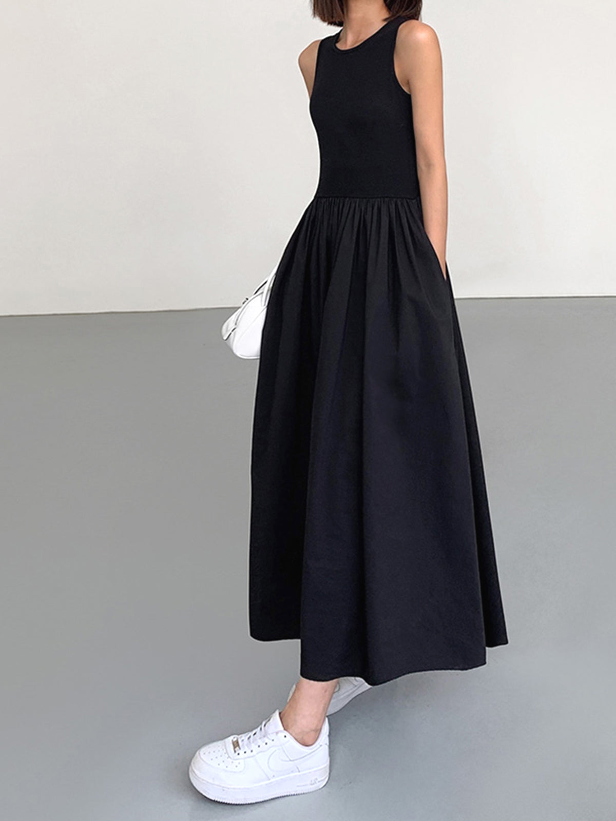 Leisure Crew Neck Long Dress Dresses