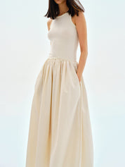Leisure Crew Neck Long Dress Dresses