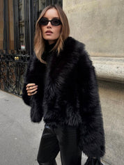 Faux Fur Cropped Jacket Black Jacket