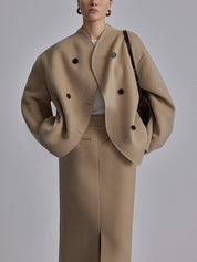 Cathy | Vintage Brown Woolen Jacket Khaki Jackets