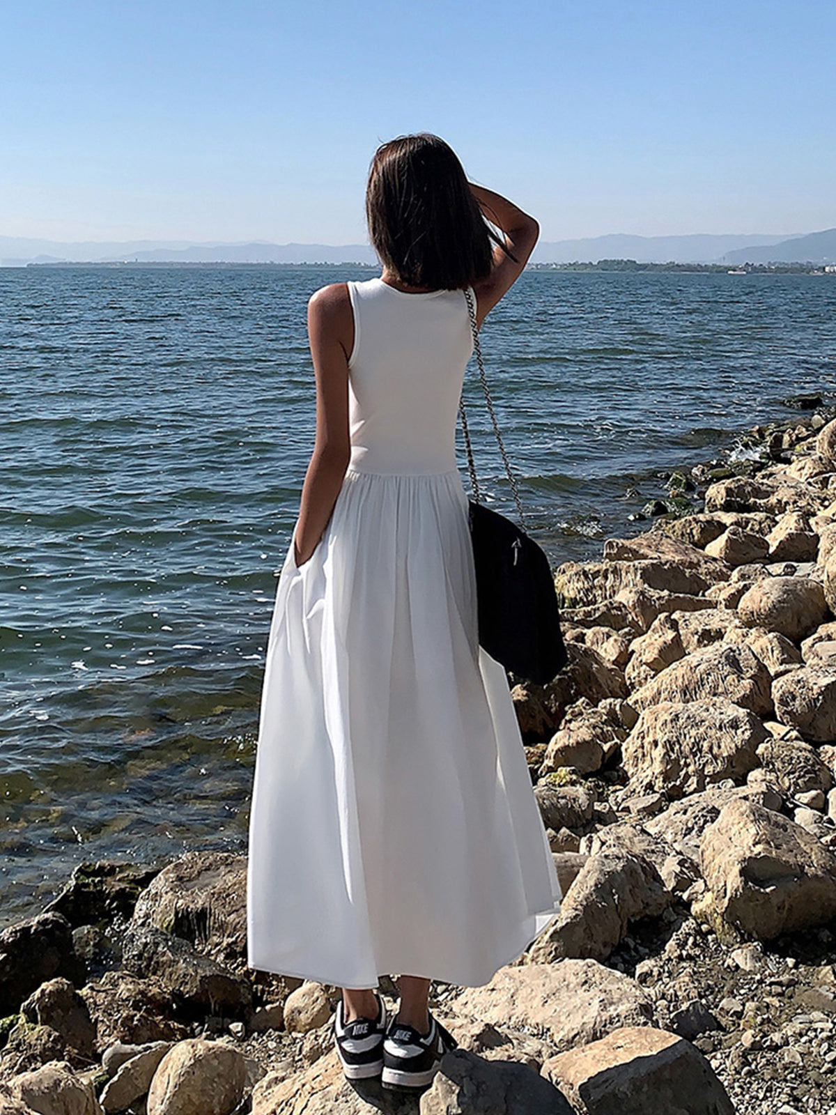 Leisure Crew Neck Long Dress Dresses