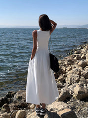 Leisure Crew Neck Long Dress Dresses