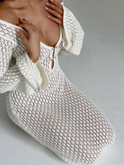 Cover Up Long Sleeve Open Back Long Dress Dresses
