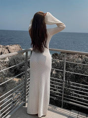 Cover Up Long Sleeve Open Back Long Dress Dresses