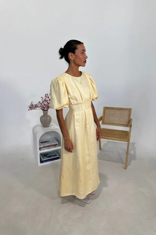 Grecia™ | Vintage Puff-Sleeve Maxi Dress Dress