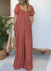 Wyn™ | Feminine Flair Smocked Jumpsuit Jumpsuit