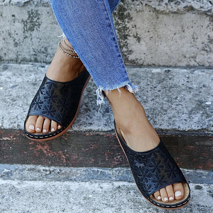 Women's Floral Orthopedic Sandals Black Orthopedic Sandals