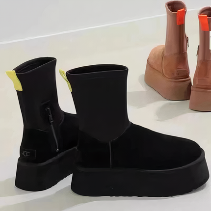 Women's Fur-Lined Snow Boots Black Boots