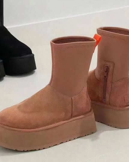 Women's Fur-Lined Snow Boots Brown Boots