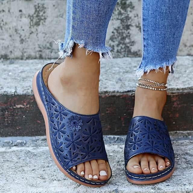 Women's Floral Orthopedic Sandals Blue Orthopedic Sandals