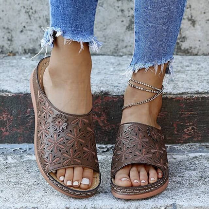 Women's Floral Orthopedic Sandals Brown Orthopedic Sandals