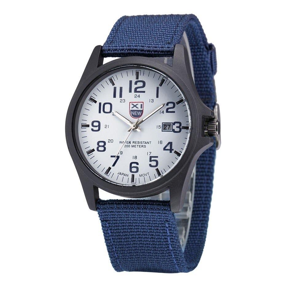 Men's Military-Style Rugged Watch with Illuminated Dial Blue Men Fashion