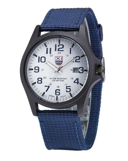 Men's Military-Style Rugged Watch with Illuminated Dial Blue Men Fashion
